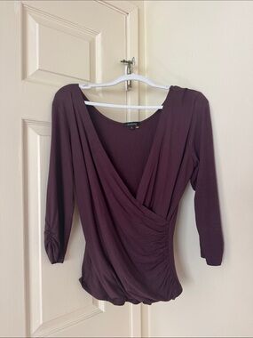 Women's Draped Long-Sleeve Top in Plum